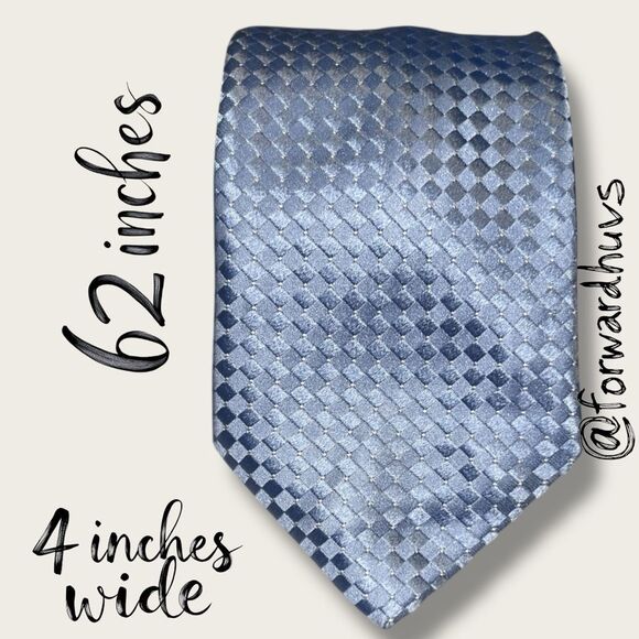 Donald J. Trump Signature Collection Neck Tie – 100% Silk Light Blue Checked - Picture 1 of 9